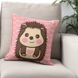 Loveable Hedgehog med Little Girl's Namn Kudde