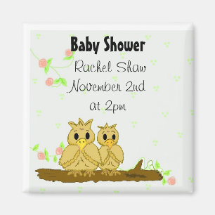 Lovebird Baby Shower-meddelande Magnet