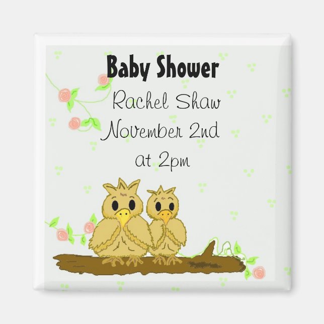 Lovebird Baby Shower-meddelande Magnet (Framsidan)