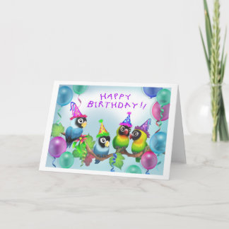 Lovebird Birthday Kort