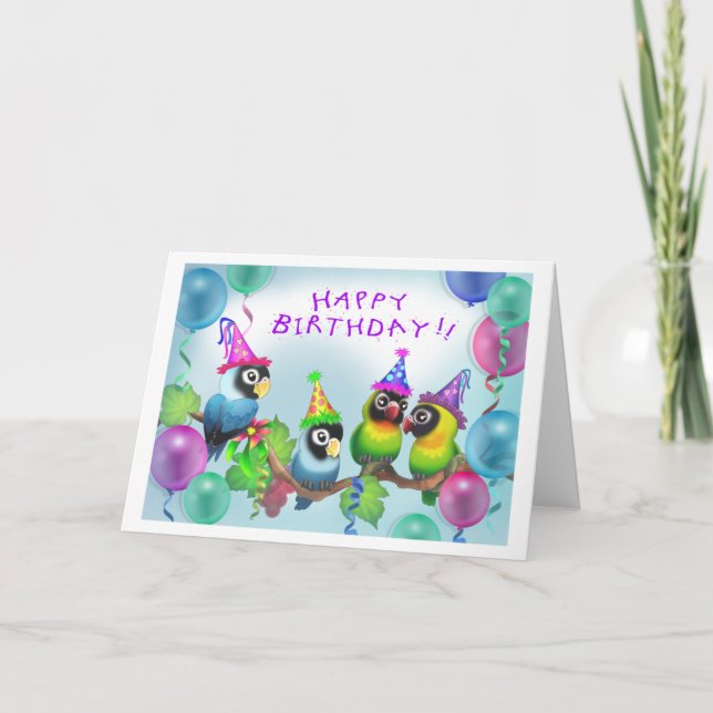 Lovebird Birthday Kort (Framsida)