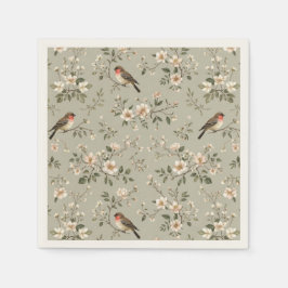 LoveBird Blommig Cocktailservett Pappersservett