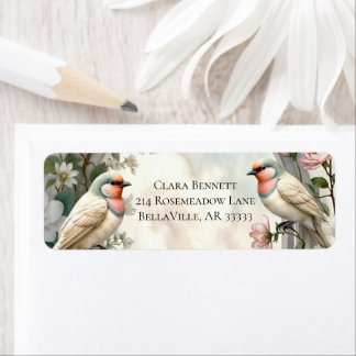 LoveBird Blommig Returadressetikett Returadress Etikett