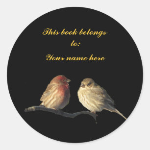 Lovebird Bookplate Runt Klistermärke