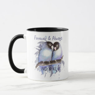 Lovebird Bröllop Förlovning par Monogram Mugg