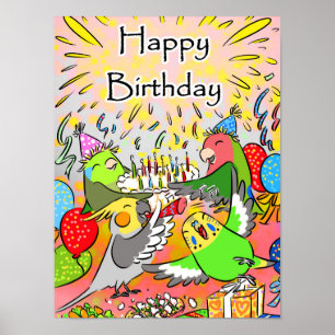 Lovebird budgie cuatiel parrotlet grattis på födel poster