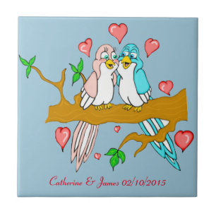 Lovebird Ceramic Photo Tile Kakelplatta