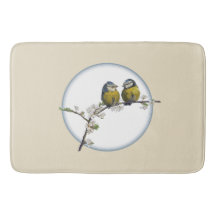 Lovebird cherry blommar gren retro Cirkelbeige bei