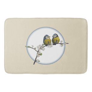 Lovebird cherry blommar gren retro Cirkelbeige bei Badrumsmatta