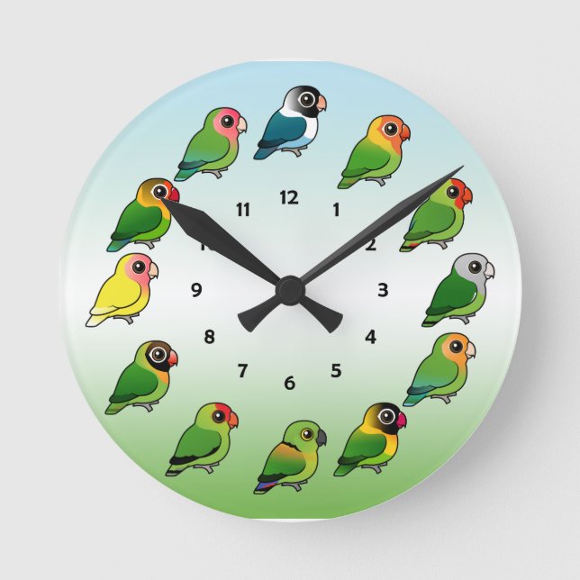 Lovebird Clock Rund Klocka (Framsida)