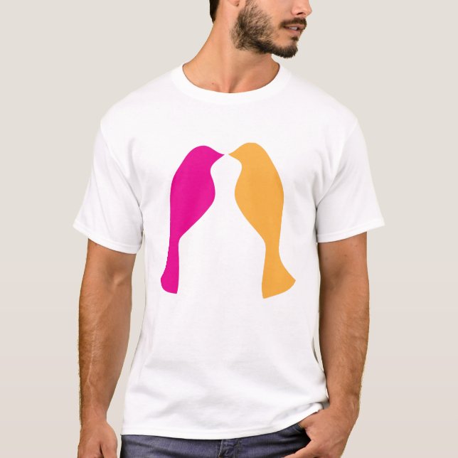 Lovebird Duo Pair Affection T Shirt (Framsida)