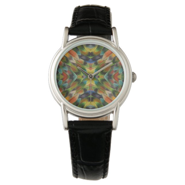 Lovebird fjäther kaleidoscope armbandsur (Framsida)