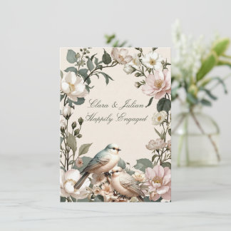 LoveBird Floral Engagement Party Invitation Inbjudningar