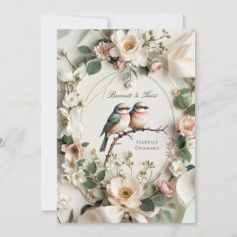 LoveBird Floral Engagement Party Invitation Inbjudningar