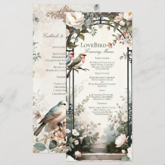 LoveBird Floral Engagement Party Menu Meny