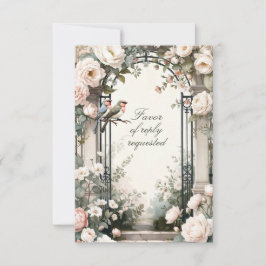 LoveBird Floral Engagement Party RSVP Card OSA Kort