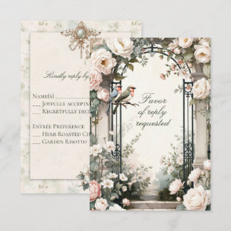 LoveBird Floral Engagement Party RSVP Card OSA Kort