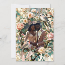 LoveBird Floral Photo Engagement Announcement Inbjudningar