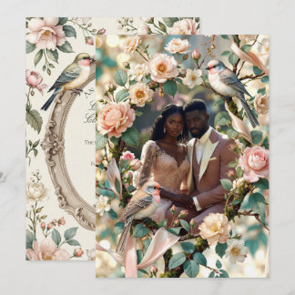 LoveBird Floral Photo Engagement Announcement Inbjudningar