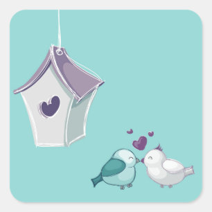 Lovebird Fyrkantigt Klistermärke