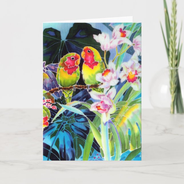 LOVEBIRD Greeting CARD med Orchips Kort (Framsida)