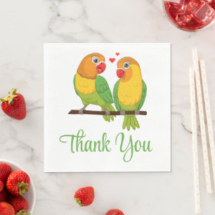 Lovebird Grönt Love birds Tack Bröllop Pappersservett