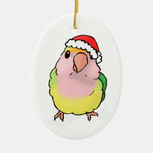 lovebird i en hatt julgransprydnad keramik