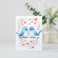 Lovebird Kärlek: Havsfärg Valentindagskort