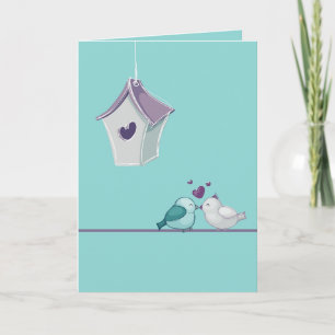 Lovebird och Birdhouse Helgkort