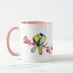 Lovebird on Cherry Blommar Mugg