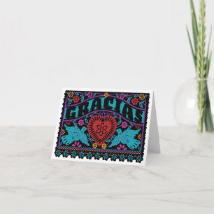 Lovebird Papel Picado Note Card med Dusky Färg Tack Kort