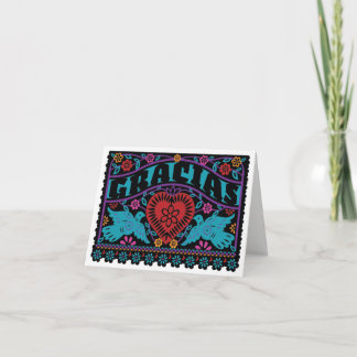 Lovebird Papel Picado Note Card med Dusky Färg Tack Kort