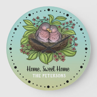 Lovebird-par i hemmet Nest Home Sweet Home Stor Klocka