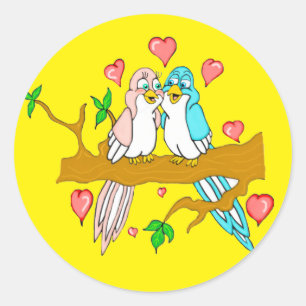 Lovebird Round Stickers Runt Klistermärke