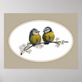 Lovebird sitta på blommarna gren poster