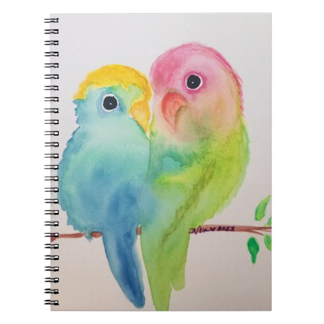 Lovebird Spiral fotopatbok Anteckningsbok (Framsidan)
