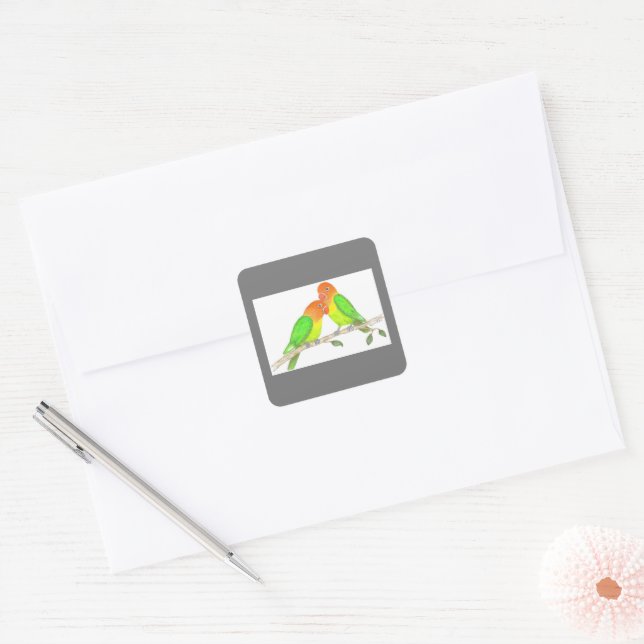 Lovebird Sticker Fyrkantigt Klistermärke (Kuvert)