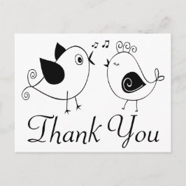 Lovebird Tack Black White Bröllop Birds Vykort
