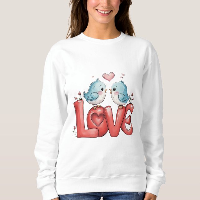 Lovebirds A Little Love Two Hearts, One Song Love  T Shirt (Framsida)