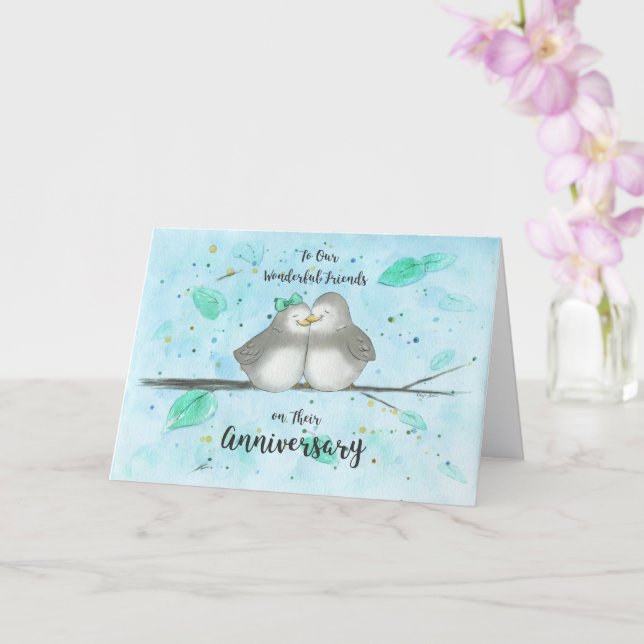 Lovebirds Anniversary Card for Friends             Kort (Orkide)
