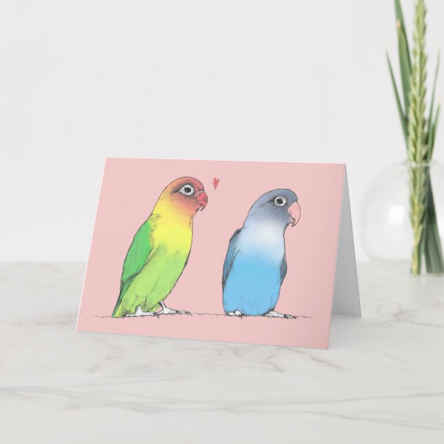 Lovebirds förbigår hälsningkortet helgkort (Framsida)