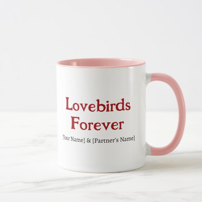 Lovebirds Forever Personalized Couple Coffee Mug Mugg (Höger)