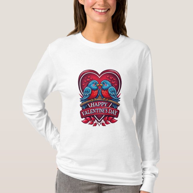 Lovebirds Forever – Romantic Valentine’s Day Coupl T Shirt (Framsida)