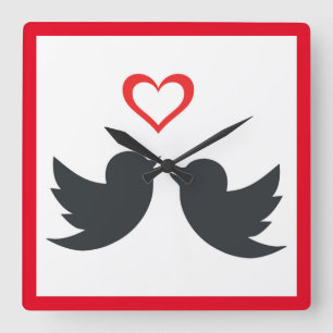 LOVEBIRDS FYRKANTIG KLOCKA