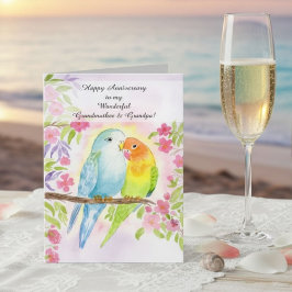 Lovebirds Grandmother & Grandpa Happy Anniversary  Kort