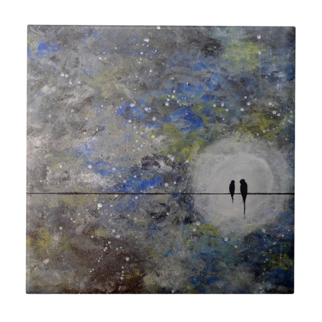 Lovebirds i en storm kakelplatta (Framsidan)