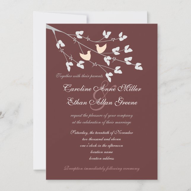 Lovebirds som gifta sig inbjudan (Framsida)