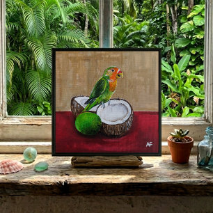 Lovebird's Tropical Fiesta Målning av Alfred Fox Canvastryck