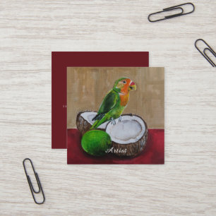 Lovebird's Tropical Fiesta Målning av Alfred Fox Fyrkantigt Visitkort