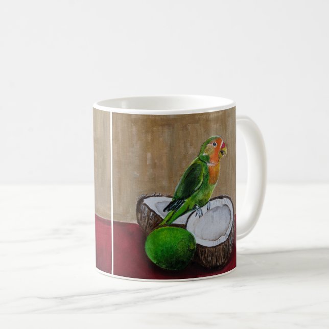 Lovebird's Tropical Fiesta Målning av Alfred Fox Kaffemugg (Framsida höger)